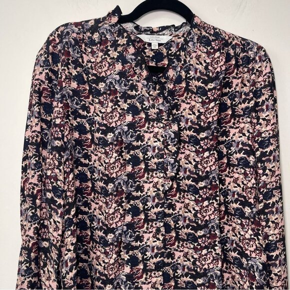 & Other Stories women’s black pink Floral Blouse L Long Sleeve button down top - Picture 2 of 8